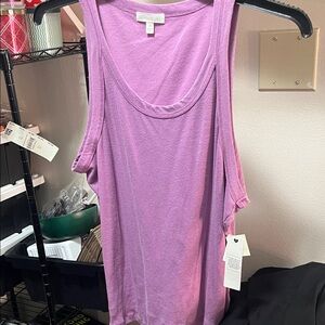 Ultra Flirt Lavender Ribbed Tank Top - Sleeveless Scoop Neck